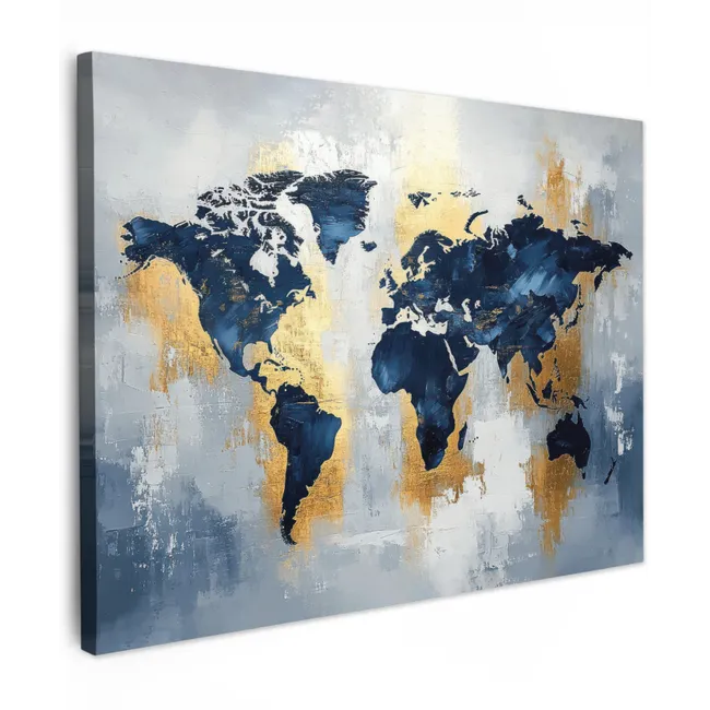 Canvas Print - World map - Blue - Abstract