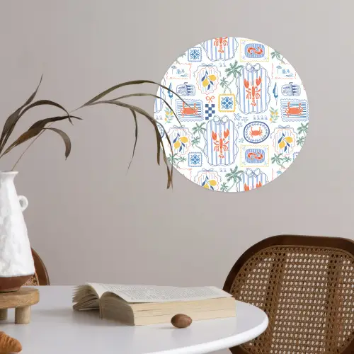 Zee - Sfeer -  Krab - Blauw Wandcirkel behangsticker klein 186 -sfeer3