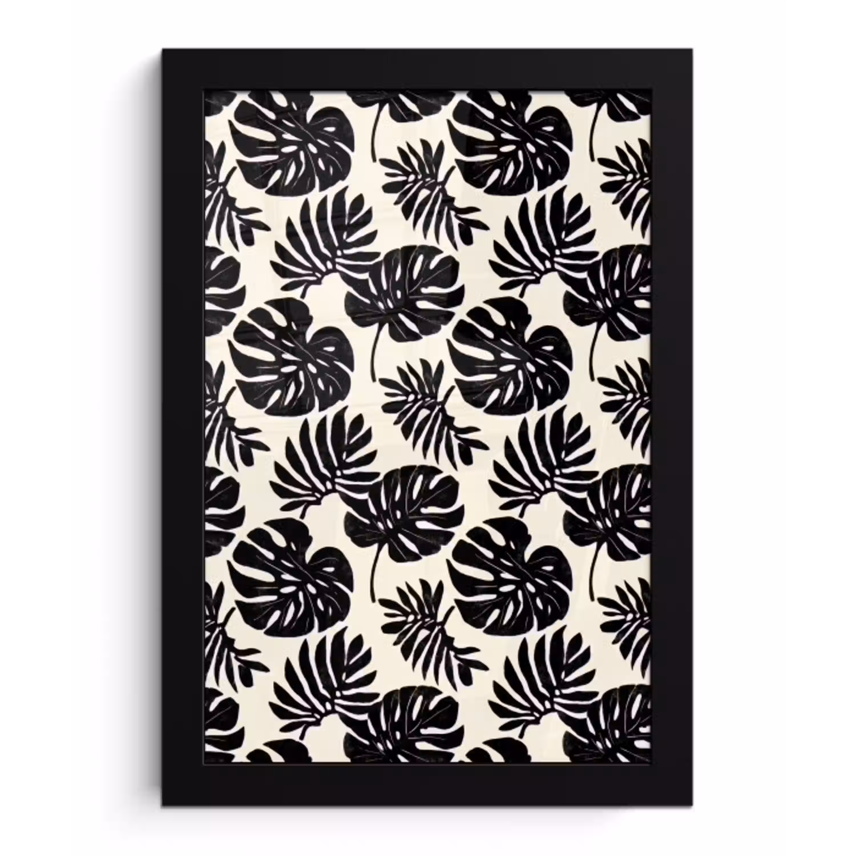 Modern - Monstera - Zwart fotolijst zwart zonder passe partout klein 224 -3d