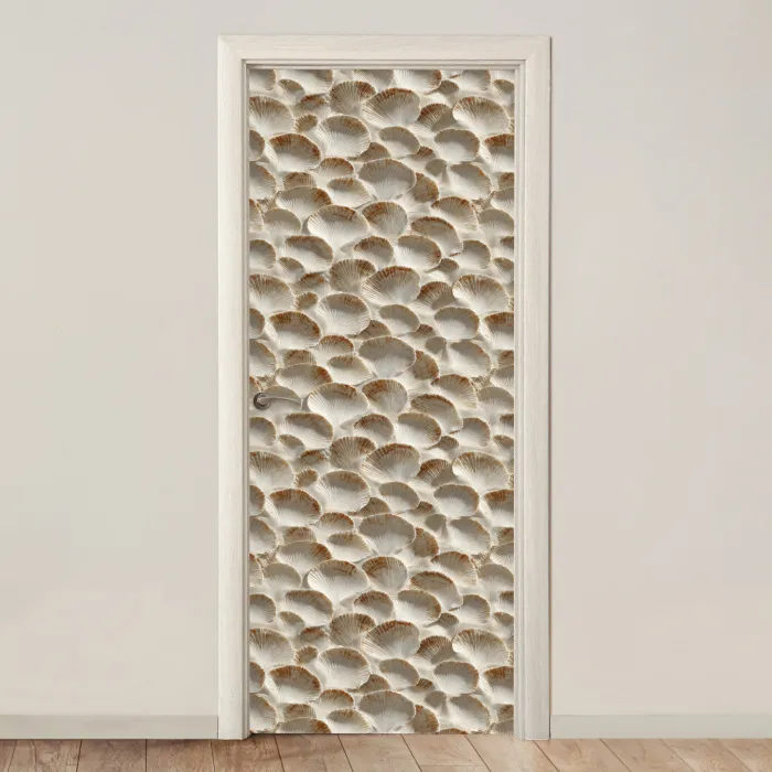 Schelpen - Waaiervorm - Wit deurposter klein 289 -3d_beige