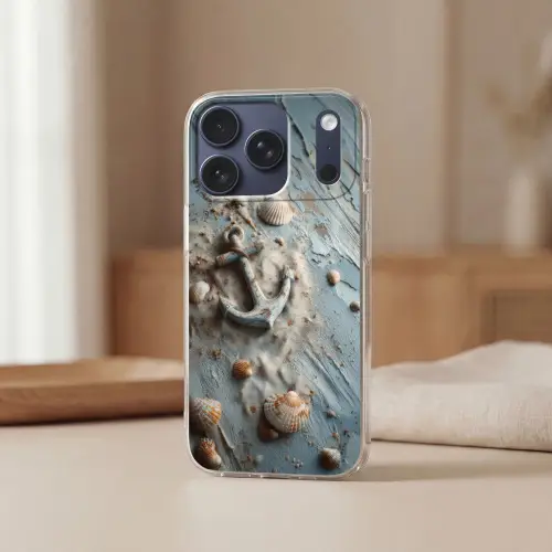 Anker - Hout - Schelpen - Zand Telefoonhoesje iPhone 17 Pro klein -sfeer2