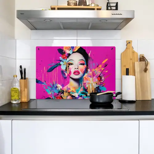 Vrouw - Portret - Abstract - Paars Inductie beschemer met haakjes klein -sfeer2