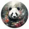 Panda - Wilde dieren - Bloemen - Natuur Wandcirkel kunststof plaat 5mm dik klein -3d