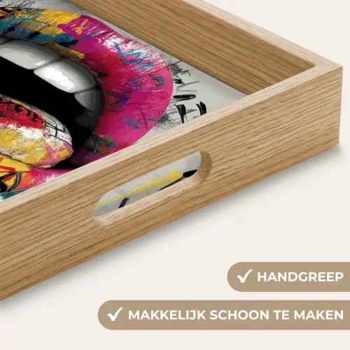 Lippen - Graffiti - Expressief Dienblad Rechthoek middel -USP_HandgreepNL