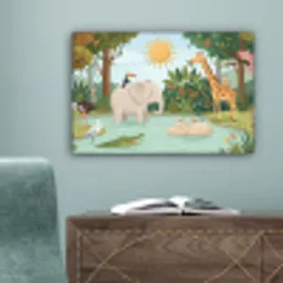 Jungle - Oase - Dieren - Kleurrijk canvas 2cm klein -sfeer4