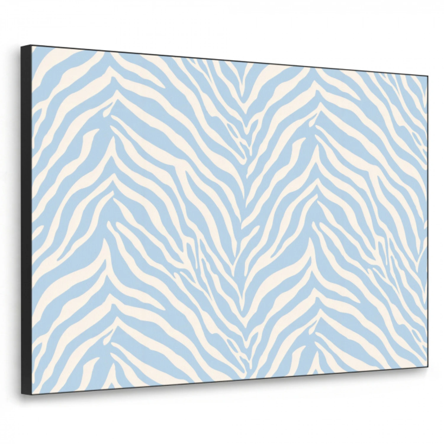 Zebra - Motief - Blauw - Wit Textielframe zwart klein 947 -3d