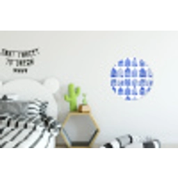 Patroon - Huizen - Blauw Wandcirkel aluminium klein 190 -kinderkamer