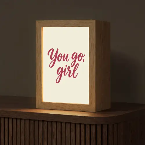 you go girl - Rood - Wit Light Box met kabel (Tafellamp) klein -z3d_website