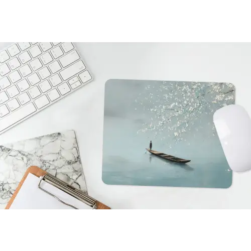 Bloesems - Minimalistisch - Wateroppervlak - Boot muismat rubber klein -witbureau