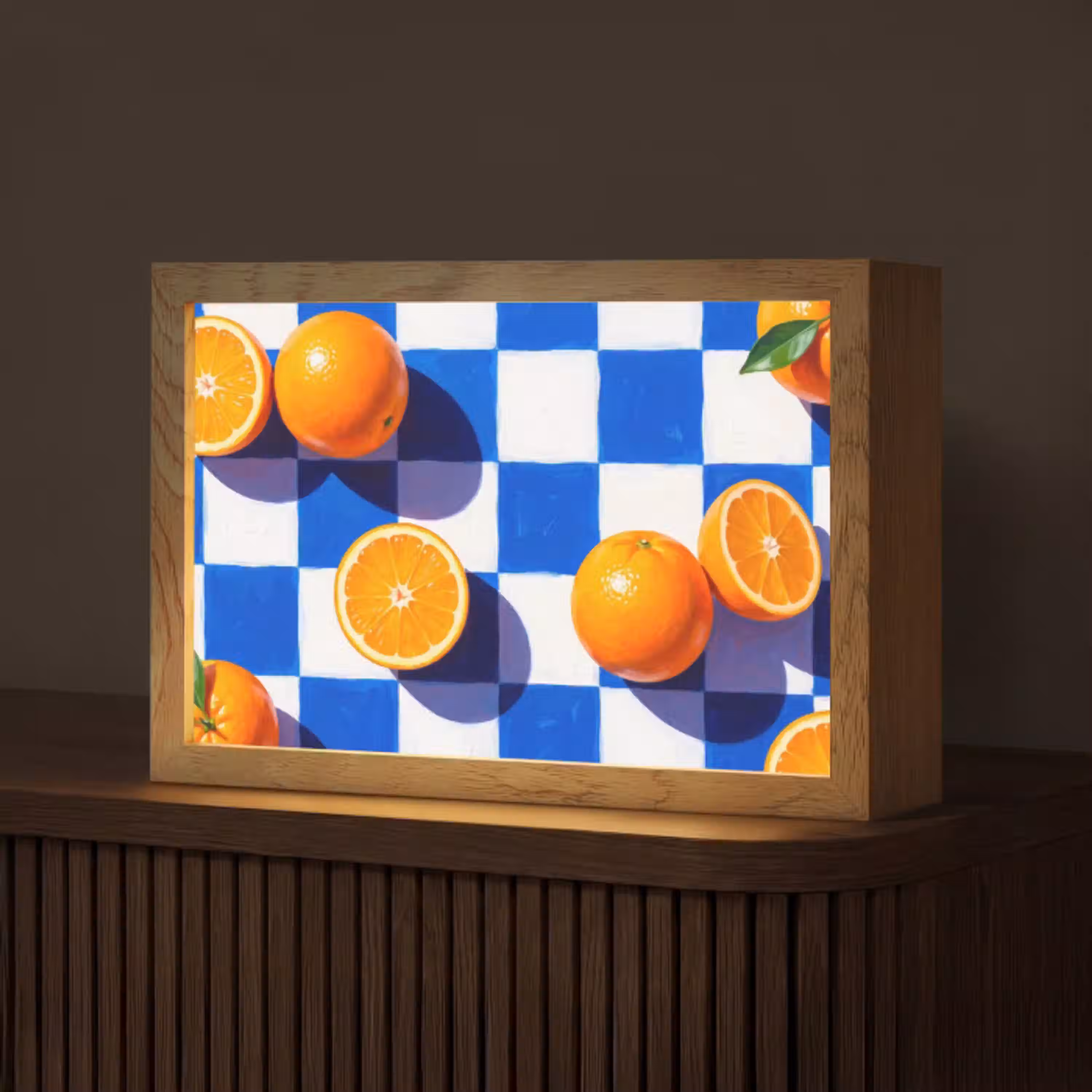 Sinaasappel - Geruit - Eten Light Box met kabel (Tafellamp) klein -z3d_website