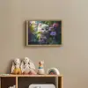 Kitten - Bloemen - Bos - Illustratie - Poes Light Box met batterij (Wandlamp kind) middel -sfeer2_kind