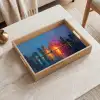 Skyline - Penseelstreken - Donkerblauw - Lichtgevend Dienblad Rechthoek middel -sfeer1