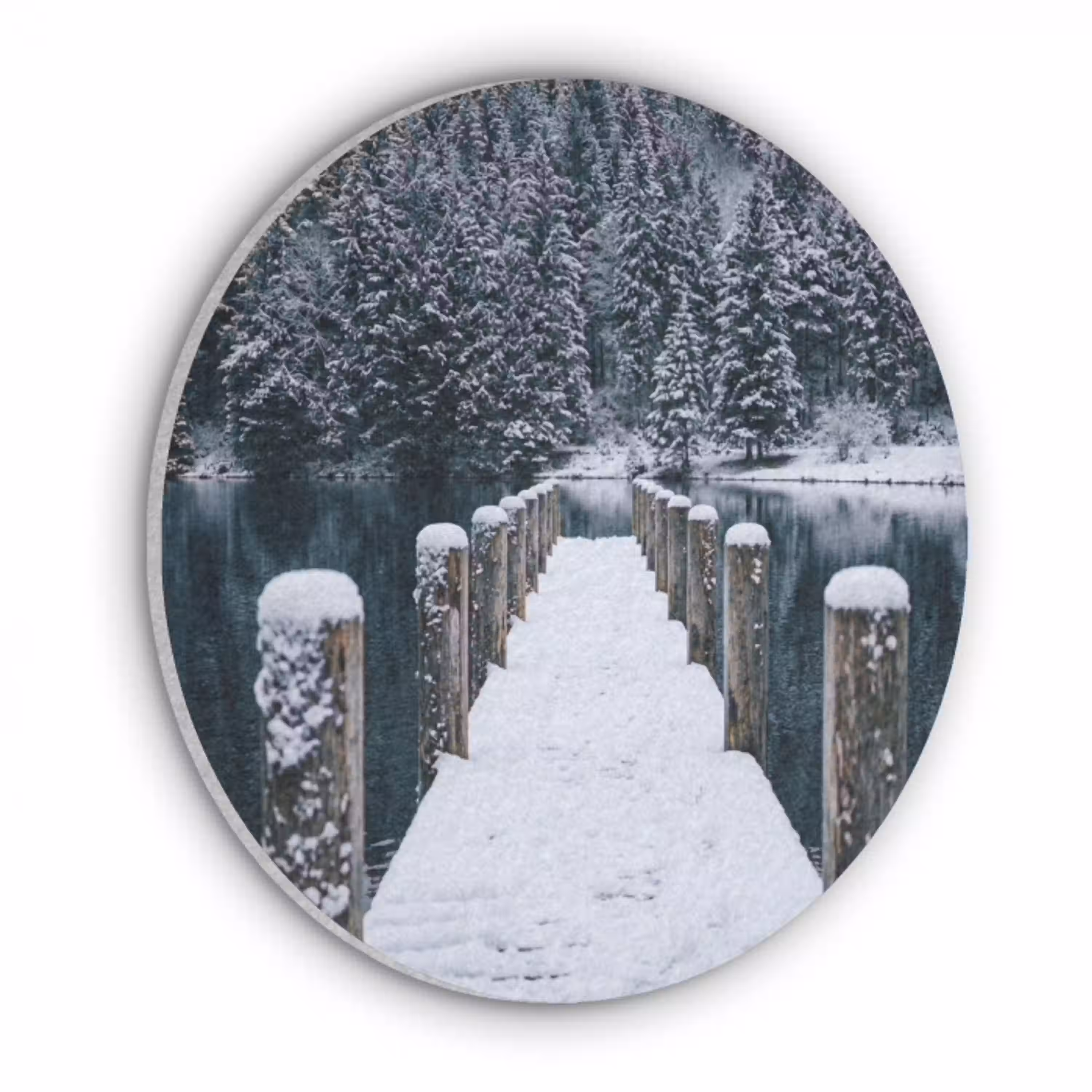Steiger - Meer - Sneeuw - Bergen - Rustgevend Akoestische PET Vilt - Rond klein -3d