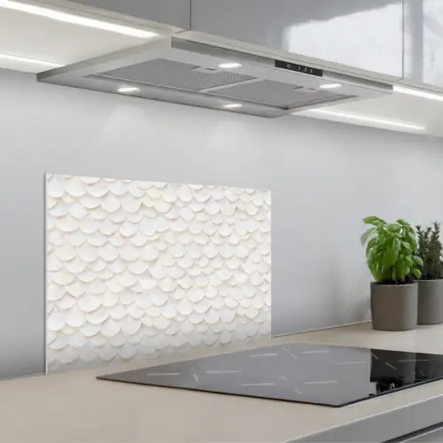 Schubben - Wit - Elegant keuken achterwand spatscherm klein 900 -3d_schuin