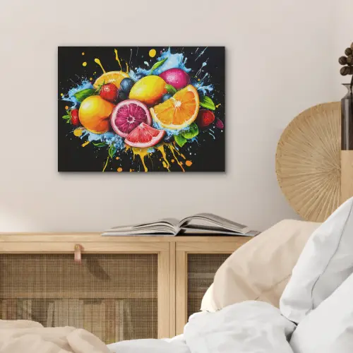 Fruit - Graffiti - Kleurrijk - Sinaasappel - Aardbei - Abstract PET vilt klein -sfeer3