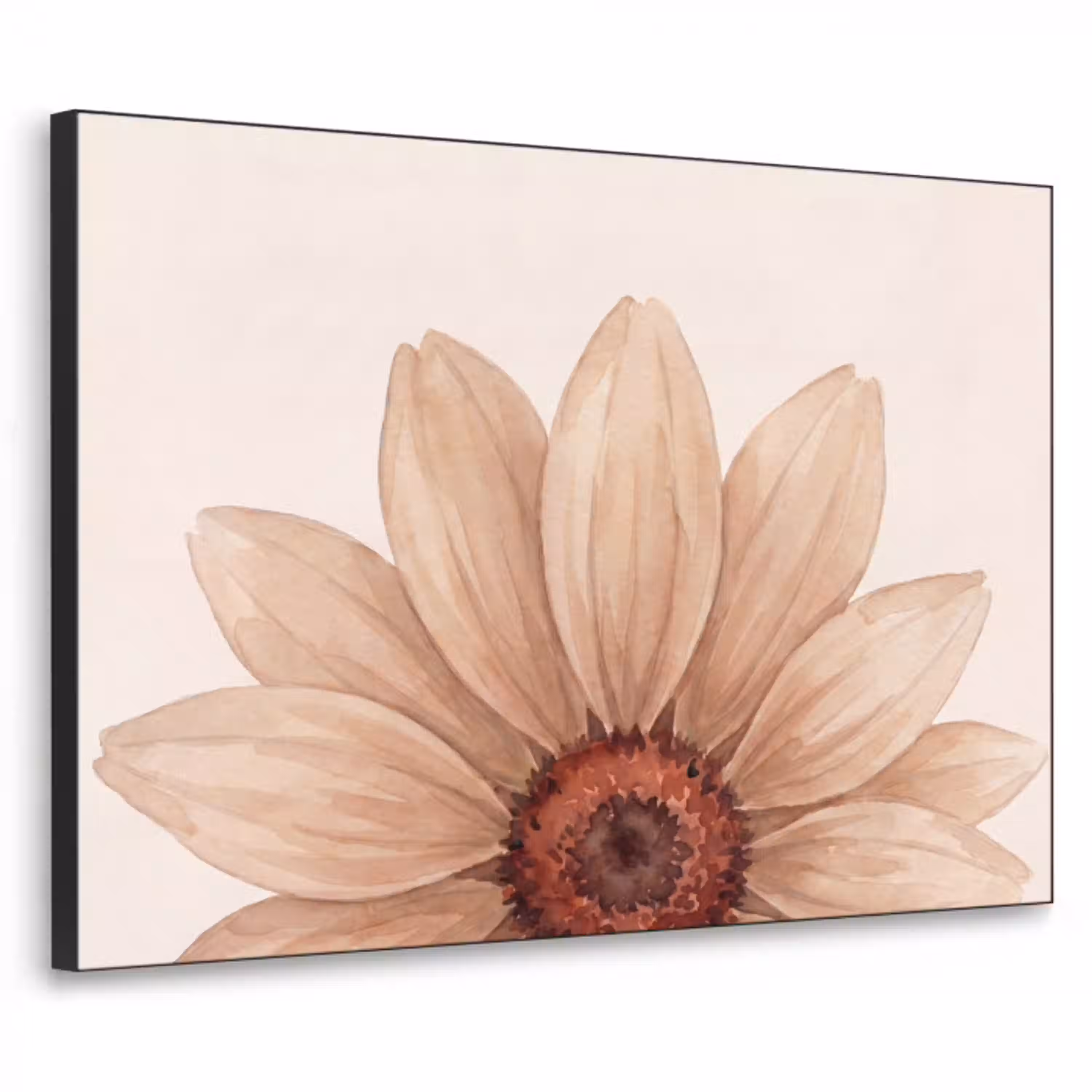 Bloemen - Bloemblad - Natuur - Aquarel - Beige Textielframe zwart klein -3d