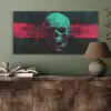 Schedel - Cyberpunk - Neon Rood PET vilt middel -sfeer2