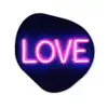 Neon - Love - Valentijn Wandcirkel Organisch Forex 3mm klein -3d