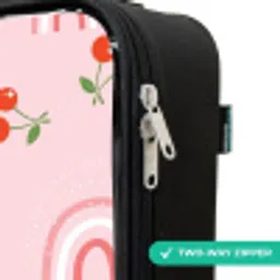 Roze met regenboog en kersen patroon Kinderkoffer - Zwart klein -rits_UK