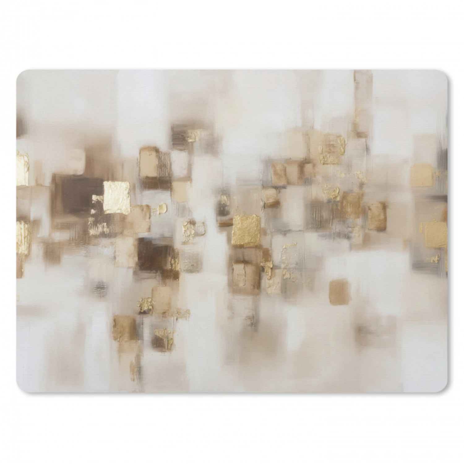 Abstracte vierkanten - Aardetonen - Mistig muismat rubber klein -3d