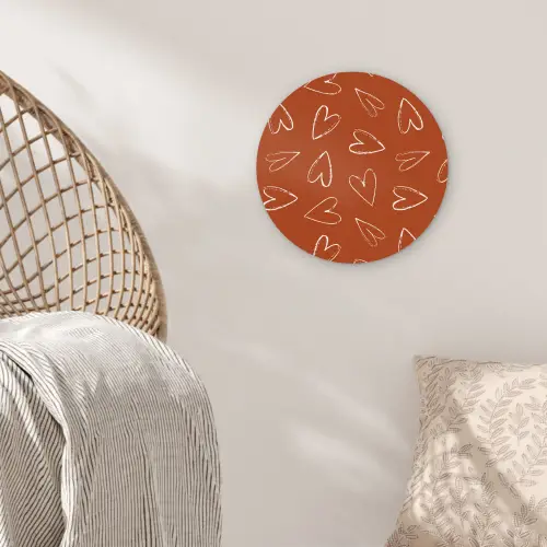 Terracotta - Wit - Hartjes Wandcirkel plexiglas klein 852 -sfeer5