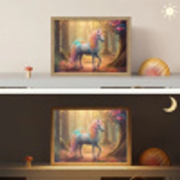 Eenhoorn - Bos - Kleurrijk - Bloemen - Meiden Light Box met batterij (Wandlamp kind) middel -sfeer3_kind