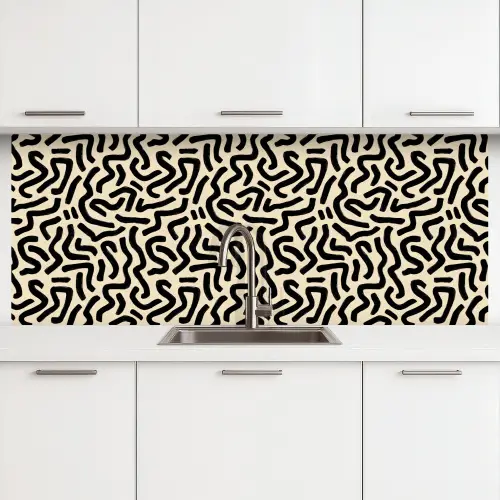 Abstract - Lijnen - Zwart keuken achterwand 2 middel 871 -3d