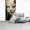 Ogen - Gezicht - Goud - Strepen fotobehang vinyl groot -slaapkamer