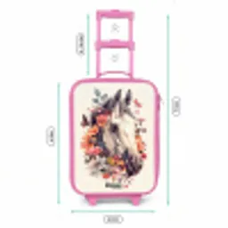 Wit paardenhoofd omringd door bloemen en vlinders Kinderkoffer - Roze klein -productfoto_formaten
