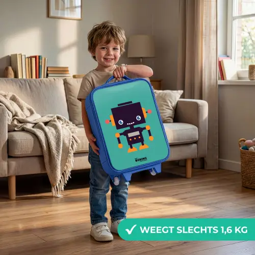 Groene robot Kinderkoffer - Blauw klein -sfeer2_NL