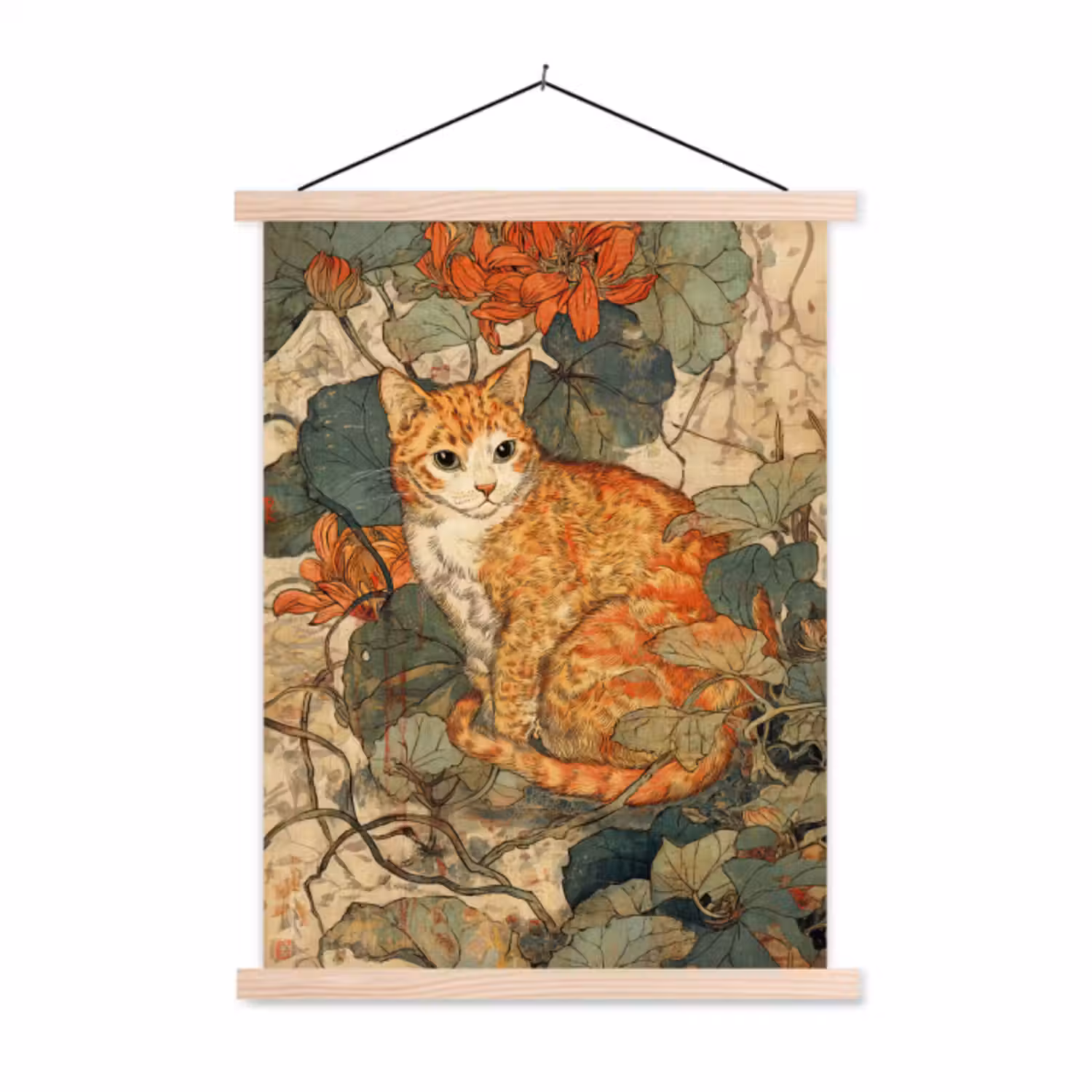 Schoolplaat - Kat - Sierlijk - Bloemen