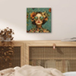 Vrouw - Bloemen - Vlinders - Natuur - Vintage aluminium wit klein -sfeer3