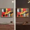 Abstracte kunst - Goud - Zwart Light Box met batterij (Wandlamp) middel -sfeer3