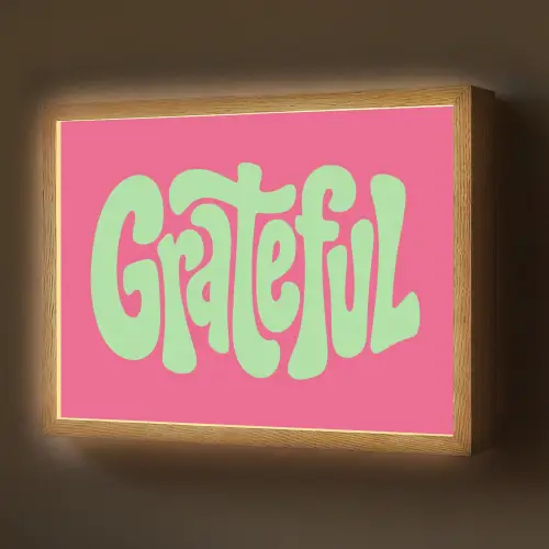 Grateful - Groen - Grafisch - Vloeiend Light Box met batterij (Wandlamp) middel -z3d_website
