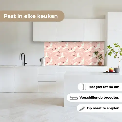 Kraanvogels - Bloesem - Roze keuken achterwand 2 middel 871 -sfeer4_NL