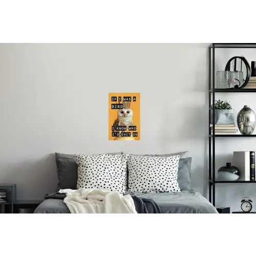 Geel - Uil - Vogel - Decoratie Muursticker klein -slaapkamer
