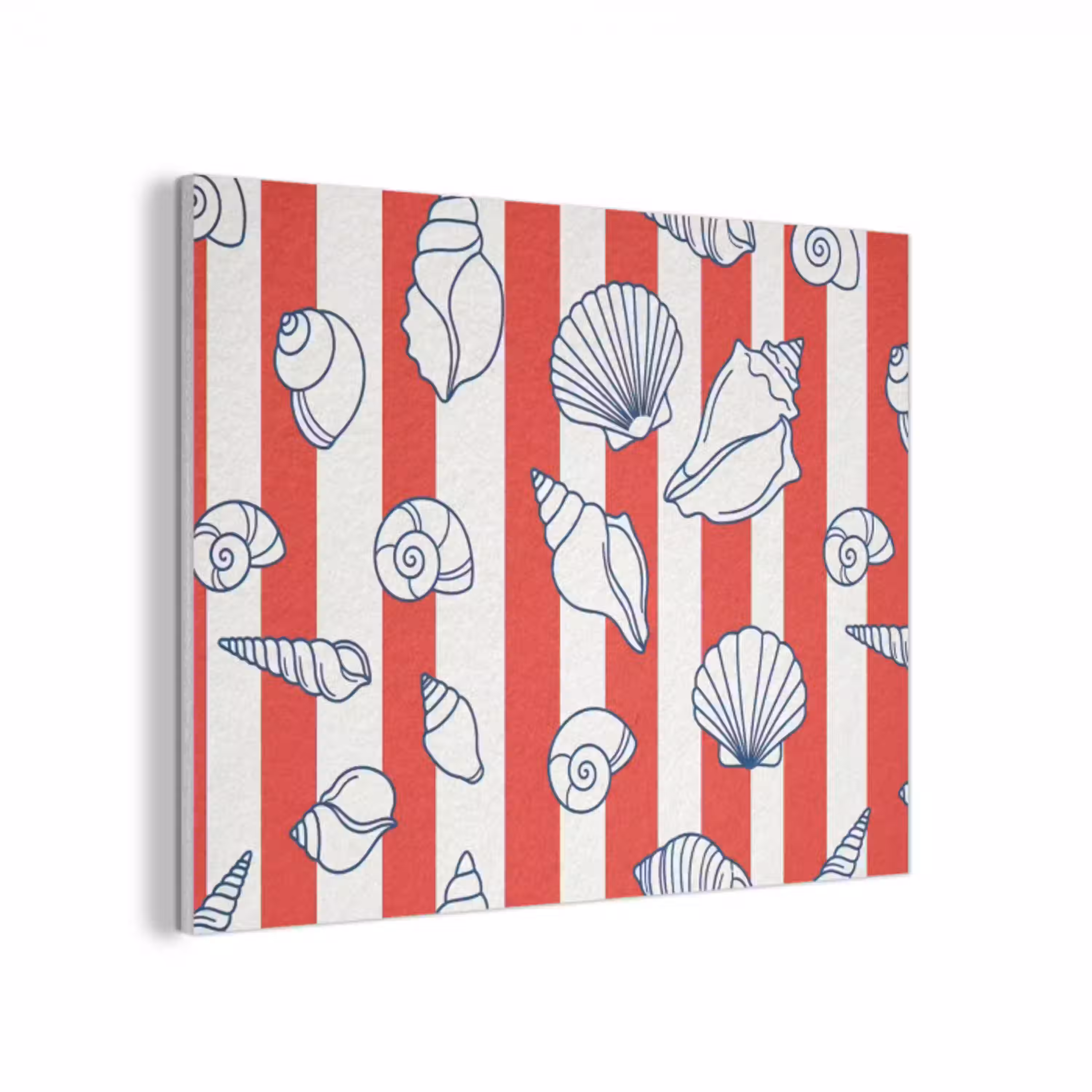 Schelp - Zeedieren - Zomer - Illustratie - Rood - Blauw PET vilt klein -3d