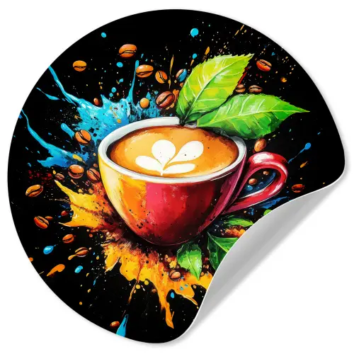 Koffie - Graffiti - Drinken - Abstract Wandcirkel behangsticker klein -3d