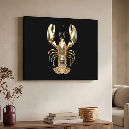 Kreeft - Goud - Textuur - Zwart Textielframe zwart klein -sfeer3