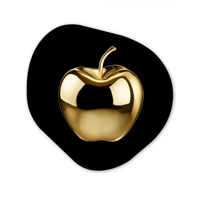 Appel - Goud - Chrome - Zwart Wandcirkel Organisch Forex 3mm klein -3d