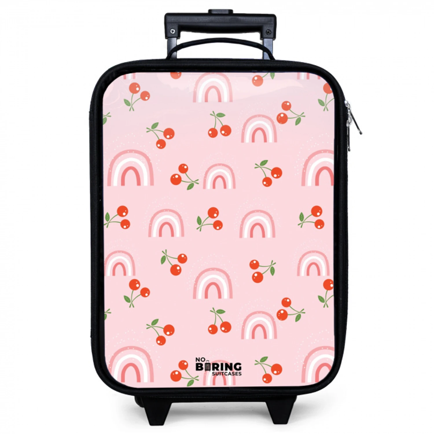 Roze met regenboog en kersen patroon Kinderkoffer - Zwart klein -zzz_website3d