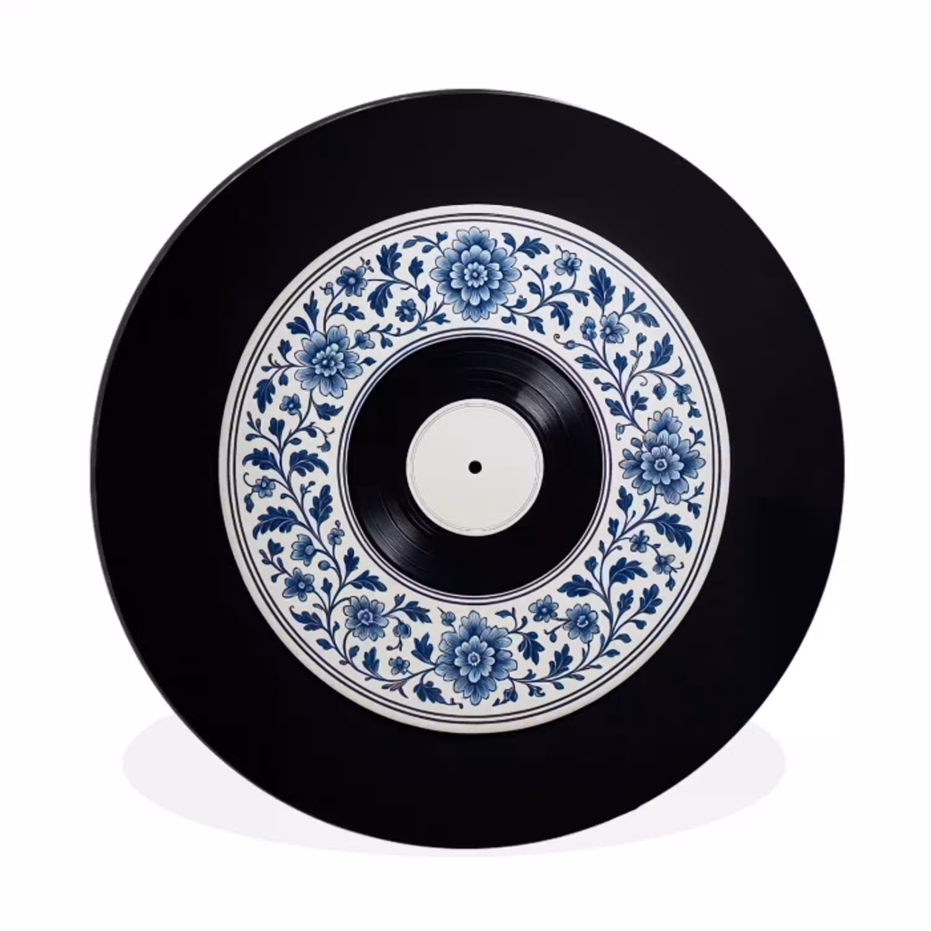 Vinyl - LP - Delfts Blauw - Muziek Wandcirkel aluminium klein -3d
