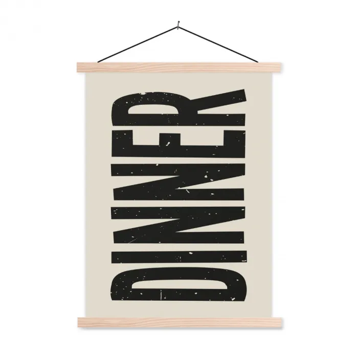Eten - Vintage - Retro - Japandi textielposter latten blank klein -3d