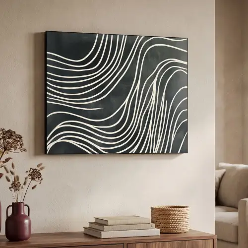 Lijnen - Patroon - Abstract - Wit Textielframe zwart klein -sfeer3