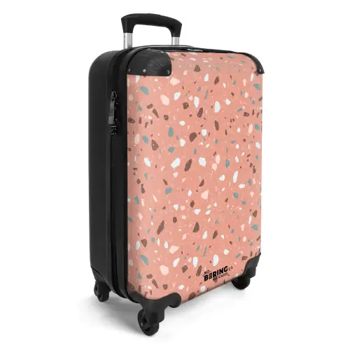 Terrazzo patroon veelkleurig roze NBS - Handbagage koffer - Volwassenen Unisex middel -productfoto_3d