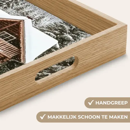 Huis - Bos - Winter - Natuur - Sneeuw Dienblad Rechthoek middel -USP_HandgreepNL