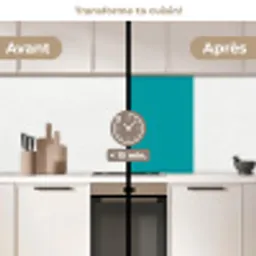 Blauw - Effen kleur keuken achterwand 2 middel 865 -voor-na2_FR
