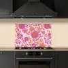 Bloemenpatroon - Roze - Oranje - Bloemen keuken achterwand spatscherm klein -sfeer1
