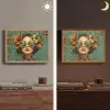 Vrouw - Bloemen - Vlinders - Natuur - Vintage Light Box met batterij (Wandlamp) middel -sfeer3