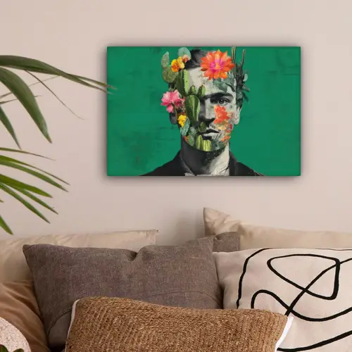 Man - Planten - Groen canvas 2cm klein -sfeer1